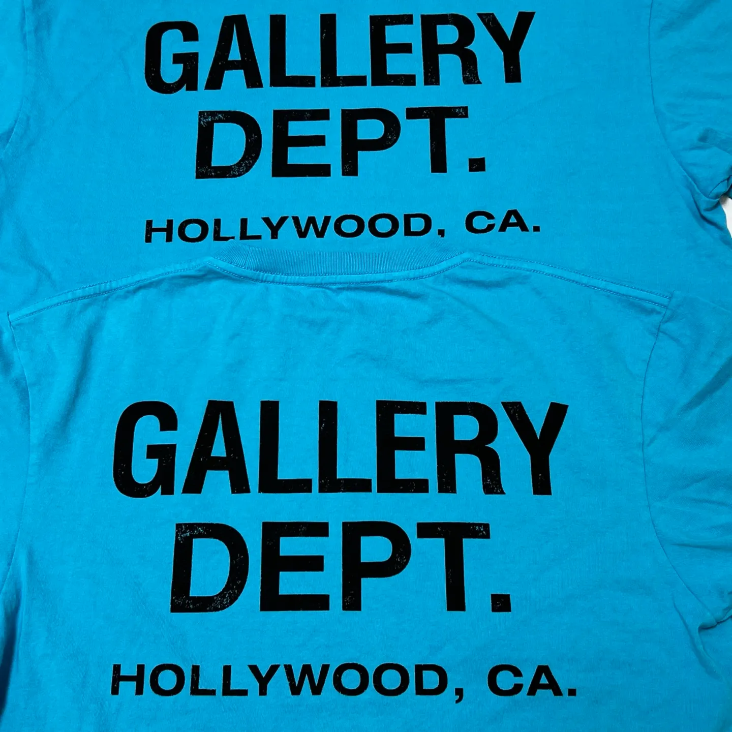 Pattern comparison GALLERY DEPT. FRENCH TEE/LIGHT TEAL Lake Blue French Lake Blue S-XL Summer dopamine color American retro Original consistent OE yarn bobbin fabric Garment dyeing Printing heavy wash water distressing simulated natural distressing effect Correct accessories Top purchasing level